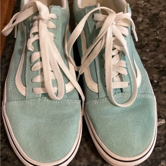 Vans AQUA BLUE and White Sneakers. OFF THE WALL OLD SKOOL - Picture 3 of 8